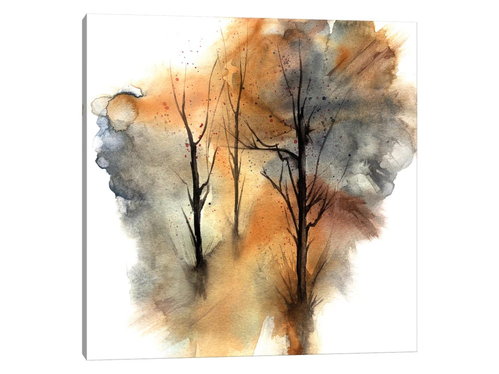 Marco Gonzalez Paintings Canvas Art Prints - Watercolor Trees III ( Floral & Botanical > Trees art) - 18x18 in